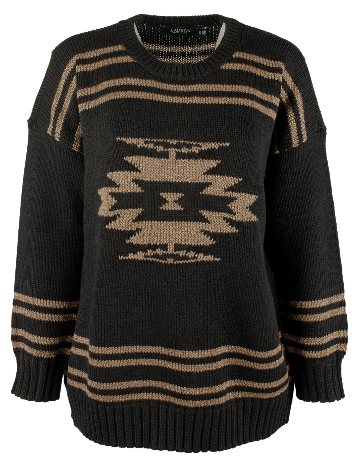 Suéter de malha plus size feminino Ralph Lauren, preto, tamanho 2X