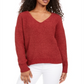 Suéter Hippie Rose Junior's Chenille com decote em V, vermelho, tamanho extragrande