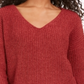 Suéter Hippie Rose Junior's Chenille com decote em V, vermelho, tamanho extragrande