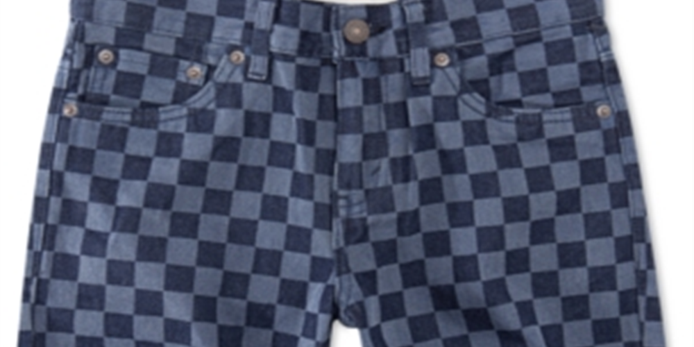 Shorts jeans Levi's Little Boy's com estampa xadrez e ajuste cônico, azul, tamanho 4R