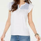 Top de algodão com estampa contrastante feminino Style &amp; Co, azul, tamanho XX-G