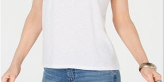 Top de algodão com estampa contrastante feminino Style &amp; Co, azul, tamanho XX-G