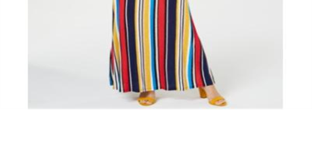 Vestido longo listrado com babados INC International Concepts para mulheres, tamanho pequeno, vermelho
