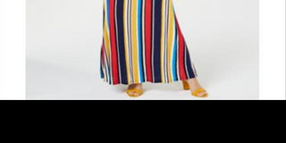 Vestido longo listrado com babados INC International Concepts para mulheres, tamanho pequeno, vermelho