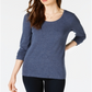 Blusa feminina Maison Jules com decote redondo, azul-marinho, tamanho M