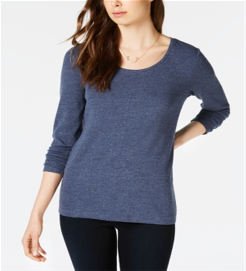 Blusa feminina Maison Jules com decote redondo, azul-marinho, tamanho M