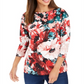 Charter Club Blusa feminina com estampa floral e decote canoa, vermelha, tamanho grande
