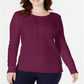 Karen Scott Suéter Feminino de Tricô com Cabo Outono Berry Tamanho XS