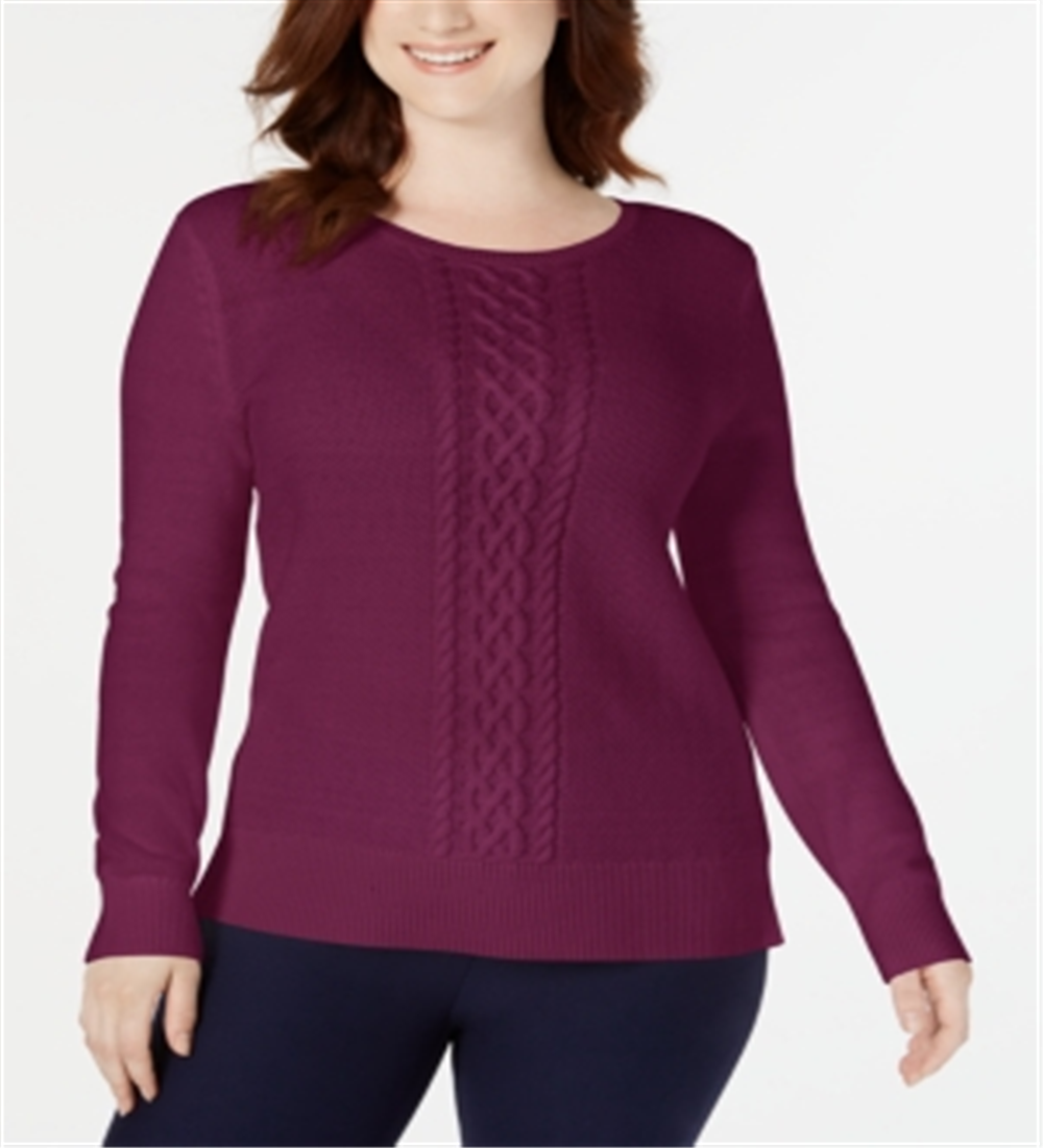 Karen Scott Suéter Feminino de Tricô com Cabo Outono Berry Tamanho XS
