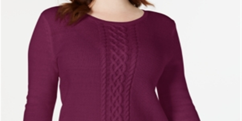 Karen Scott Suéter Feminino de Tricô com Cabo Outono Berry Tamanho XS