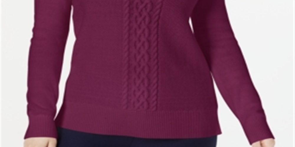 Karen Scott Suéter Feminino de Tricô com Cabo Outono Berry Tamanho XS