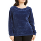 Karen Scott Suéter Feminino Gola Canoa Chenille Azul Tamanho XX-G