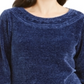 Karen Scott Suéter Feminino Gola Canoa Chenille Azul Tamanho XX-G