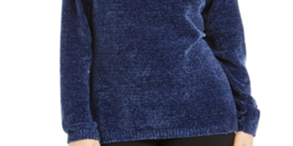 Karen Scott Suéter Feminino Gola Canoa Chenille Azul Tamanho XX-G