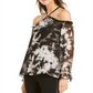 INC International Concepts Top feminino com estampa tie-dye e ombros descobertos, preto, tamanho pequeno GG