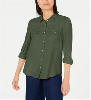 Camisa utilitária Ultra Flirt Junior's Mixed Media Verde Tamanho GG