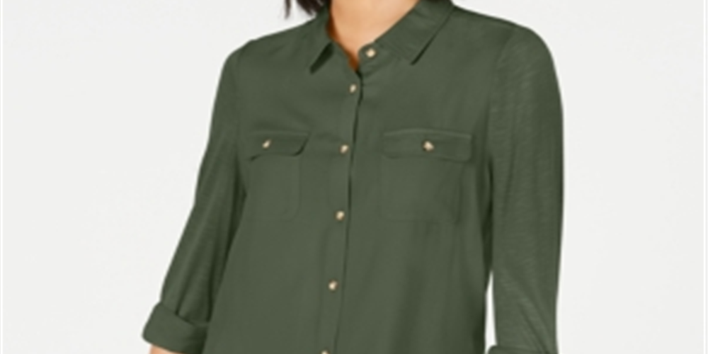 Camisa utilitária Ultra Flirt Junior's Mixed Media Verde Tamanho GG