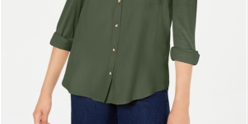 Camisa utilitária Ultra Flirt Junior's Mixed Media Verde Tamanho GG