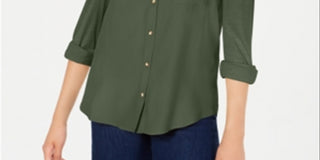 Camisa utilitária Ultra Flirt Junior's Mixed Media Verde Tamanho GG