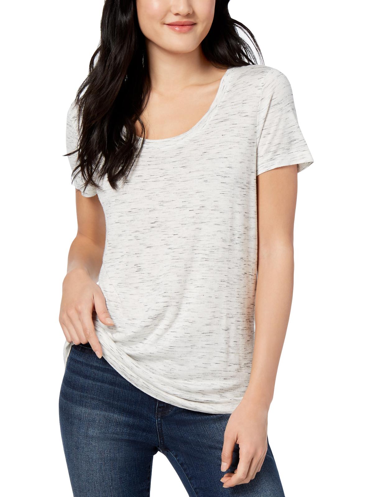Camiseta feminina Maison Jules com decote redondo, marrom, tamanho XX-G