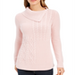Suéter feminino Charter Club Patchwork Stitch com gola assimétrica, rosa, tamanho X-S