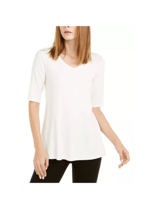 Túnica feminina Alfani com decote em V e alças largas, branca, tamanho 2XL