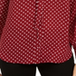 Blusa feminina com estampa de bolinhas e gola amarrada, vermelha, tamanho pequeno