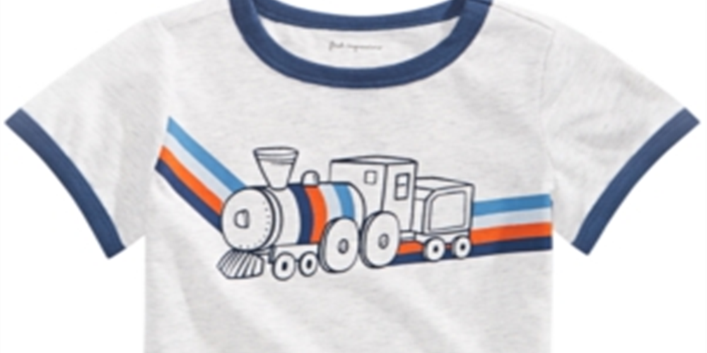 Camiseta infantil First Impressions Baby Boy's Train, cinza, tamanho 24 meses