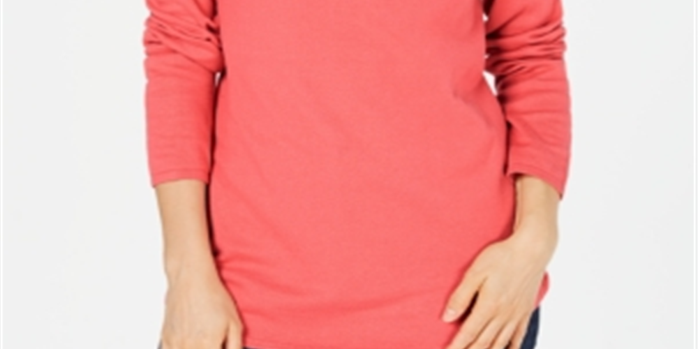 Karen Scott Suéter Feminino de Algodão com Gola Envelope Rosa Tamanho Médio