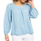Blusa feminina com decote quadrado estilo &amp; co, azul, tamanho médio