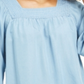 Blusa feminina com decote quadrado estilo &amp; co, azul, tamanho médio