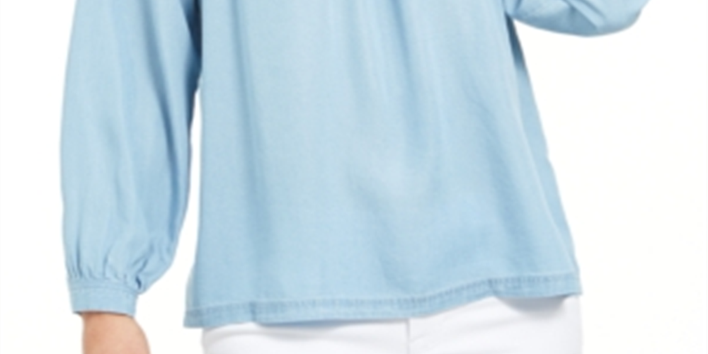 Blusa feminina com decote quadrado estilo &amp; co, azul, tamanho médio