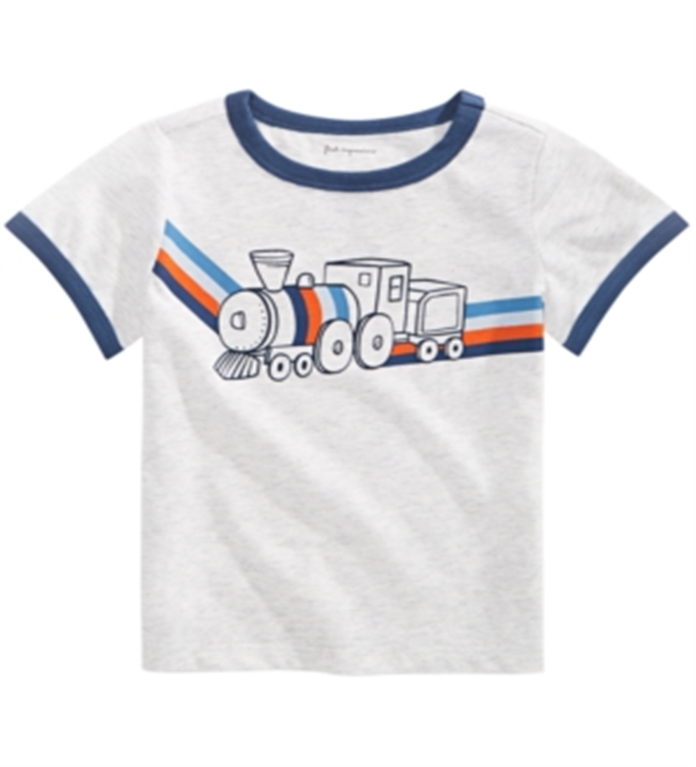 Camiseta infantil First Impressions Baby Boy's Train, cinza, tamanho 18 meses