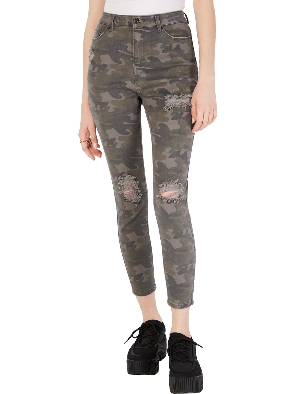Calça jeans skinny camuflada feminina Vanilla Star, cintura cinza, tamanho 11