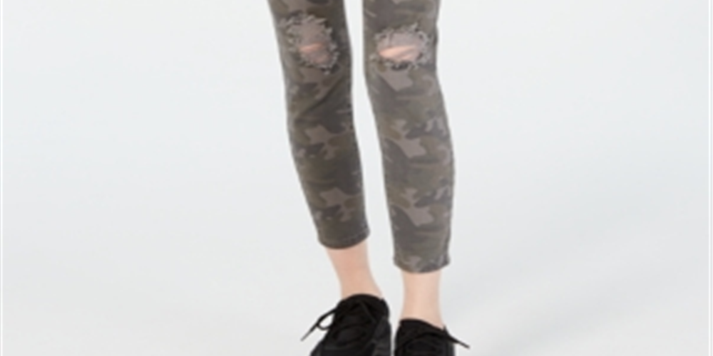 Calça jeans skinny camuflada feminina Vanilla Star, cintura cinza, tamanho 11