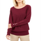 Suéter feminino com manga dolman cravejada JM Collection Berry tamanho XX-grande