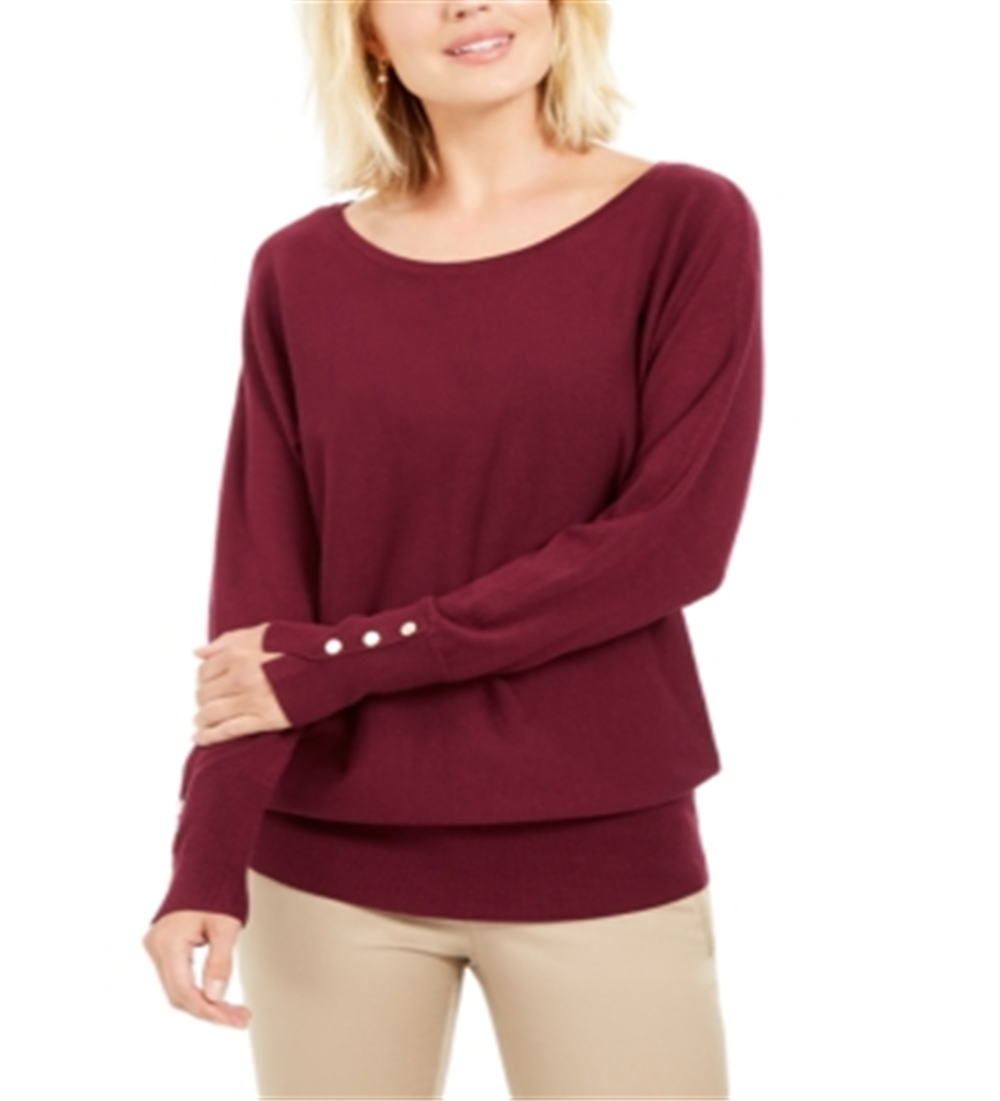Suéter feminino com manga dolman cravejada JM Collection Berry tamanho XX-grande