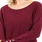 Suéter feminino com manga dolman cravejada JM Collection Berry tamanho XX-grande