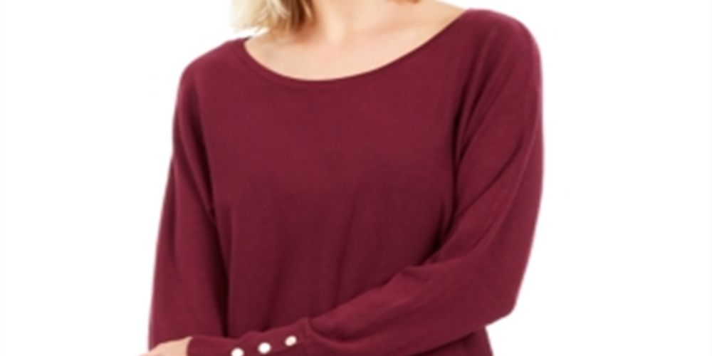 Suéter feminino com manga dolman cravejada JM Collection Berry tamanho XX-grande
