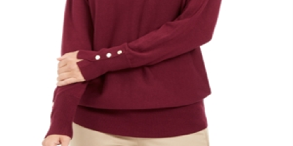 Suéter feminino com manga dolman cravejada JM Collection Berry tamanho XX-grande