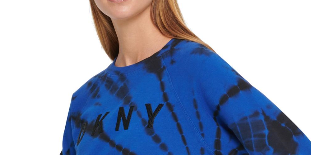 Moletom feminino DKNY Sport Fitness Running Azul Tamanho X-S