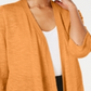 Cardigan feminino Alfani com manga comprida drapeado e aberto, laranja, tamanho pequeno
