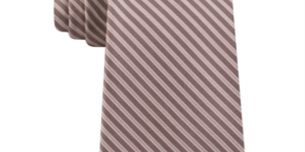 Gravata Calvin Klein Masculina Listrada de Seda Fina Marrom Tamanho Regular