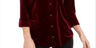 Blusa de veludo feminina Charter Club com botões frontais, branca, tamanho pequeno e pequeno