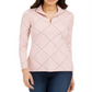 Top feminino estampado com zíper e meio zíper Charter Club, rosa, tamanho XX-G