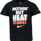 Camiseta Nike Nothing But Heat para meninos, preta, tamanho 6