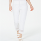 Calça feminina Alfani Cropped com renda e detalhes, branca, tamanho 16 Petite