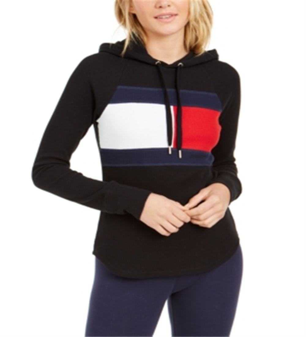 Tommy Hilfiger Sport Flag Panel Hoodie Feminino Preto Tamanho P