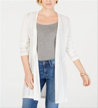 Cardigan feminino Charter Club Pointelle Duster, branco, tamanho pequeno, pequeno