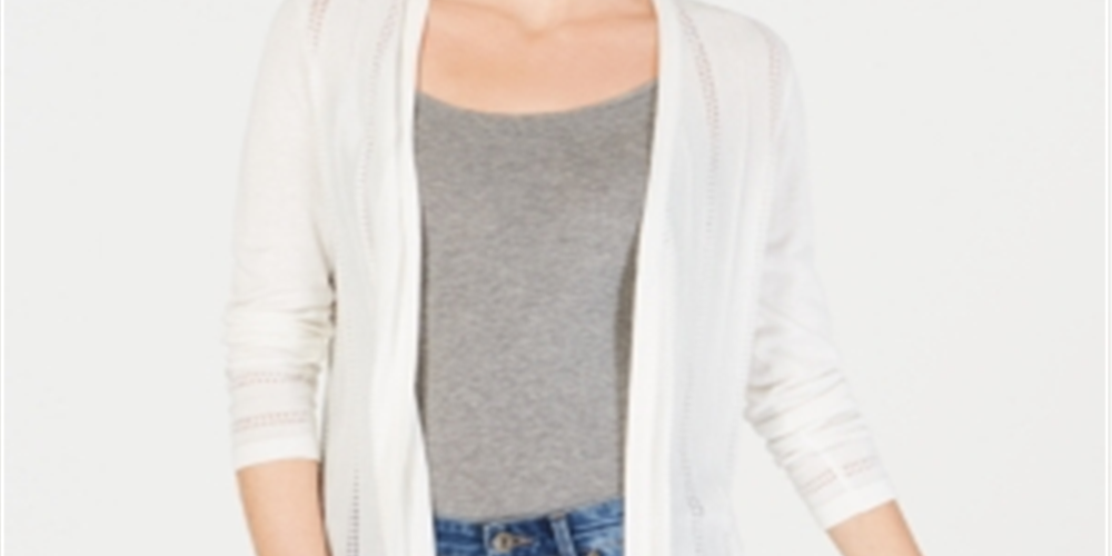 Cardigan feminino Charter Club Pointelle Duster, branco, tamanho pequeno, pequeno